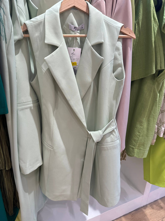 Stretchy Crepe Wrap Vest - Pistachio