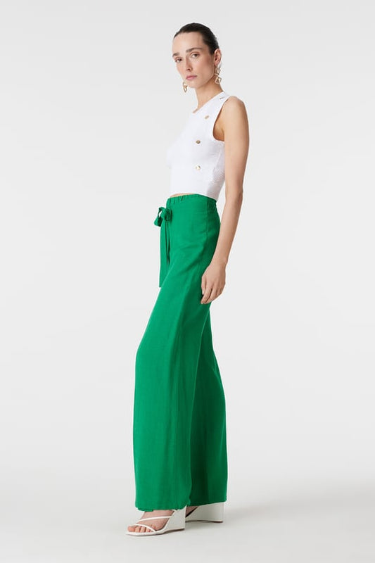 Linen wrap pants - Olive Green