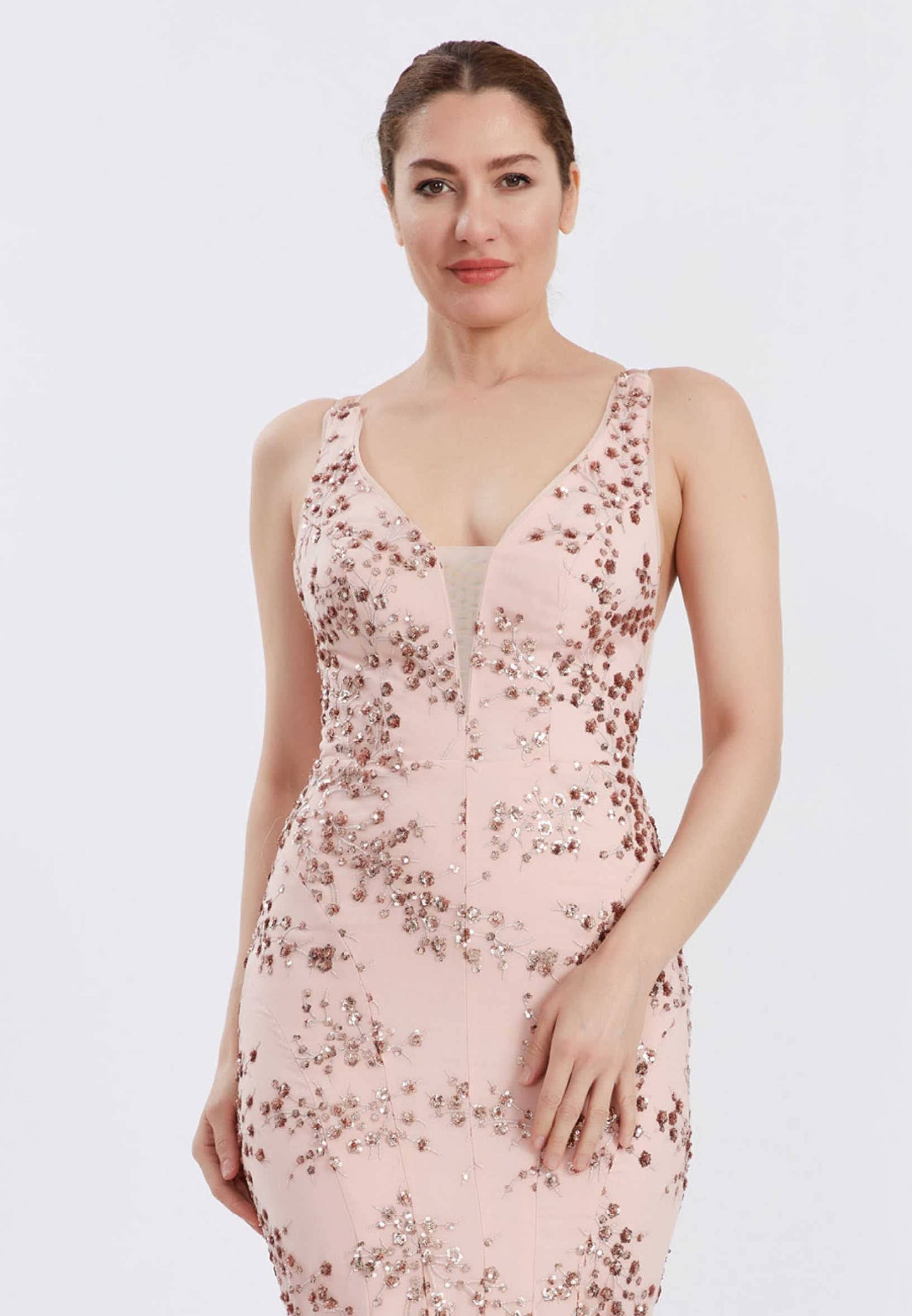 Sleeveless Maxi Tulle Mermaid Regular Pink Wedding Guest Dress - LussoCA