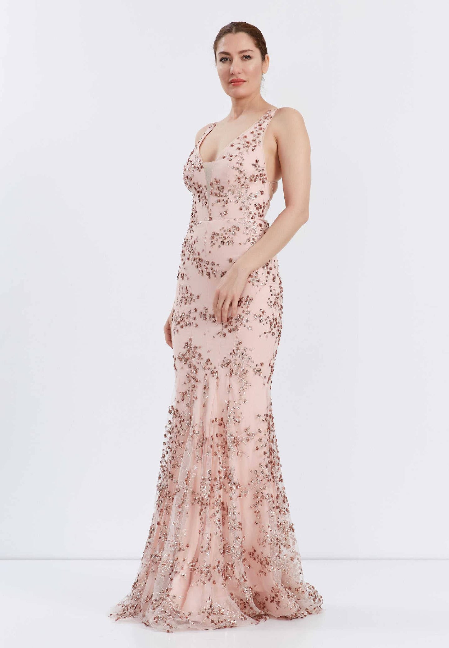 Sleeveless Maxi Tulle Mermaid Regular Pink Wedding Guest Dress - LussoCA