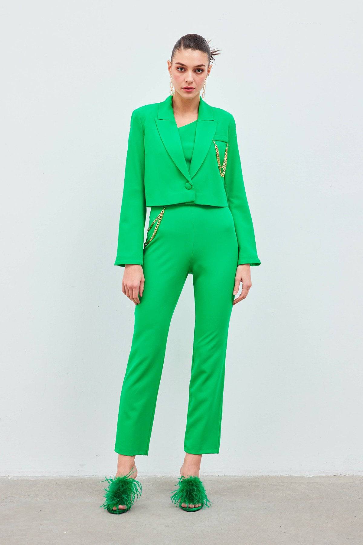 Chain Accessory Trousers - GREEN - LussoCA