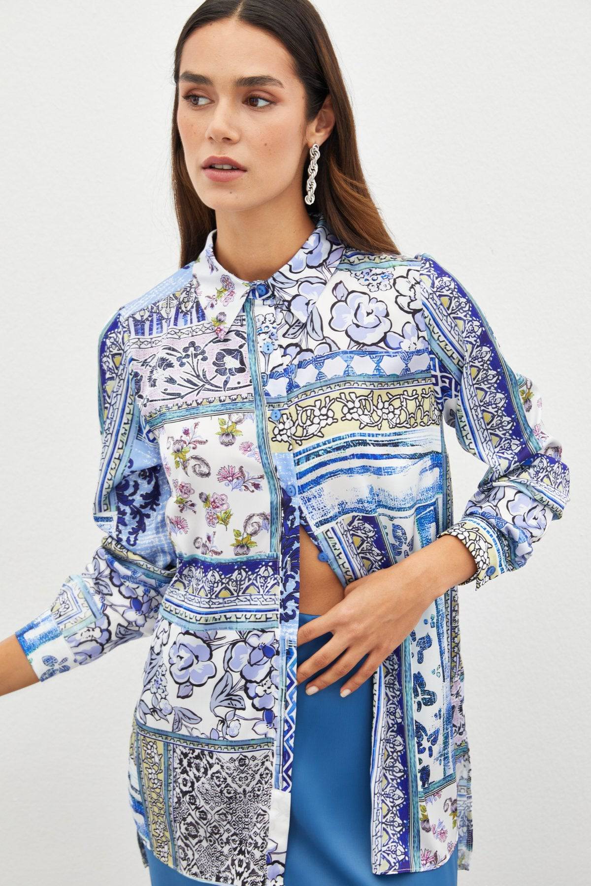 Classic Patterned Shirt - Blue