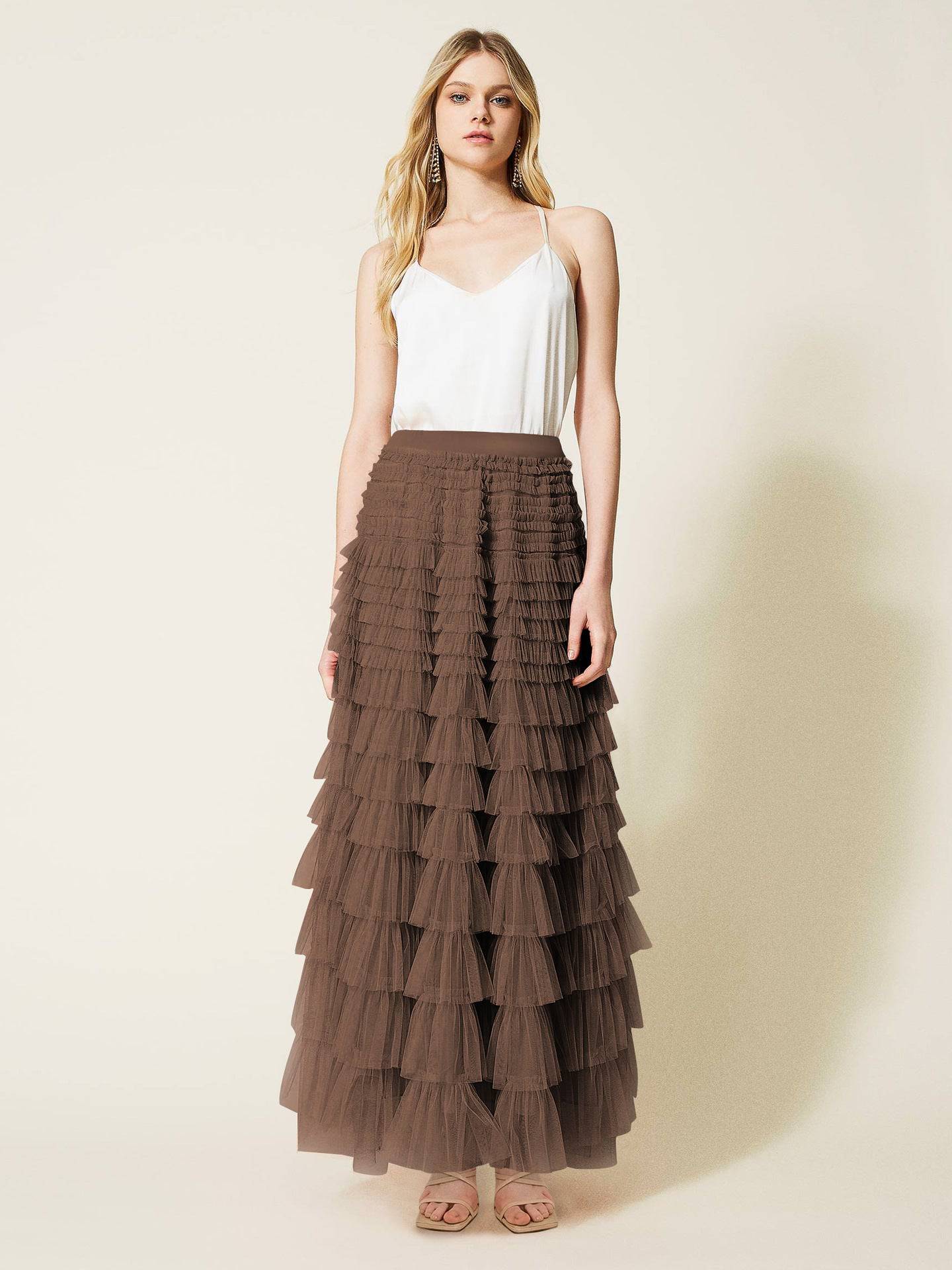 Layered Chiffon A-line Midi Skirt