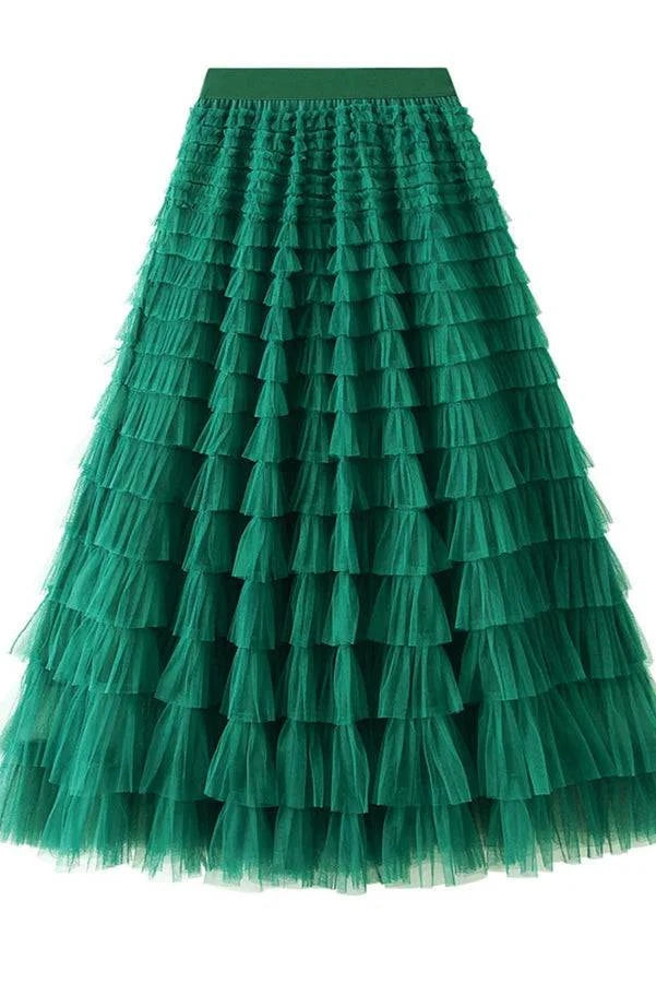 Layered Chiffon A-line Midi Skirt