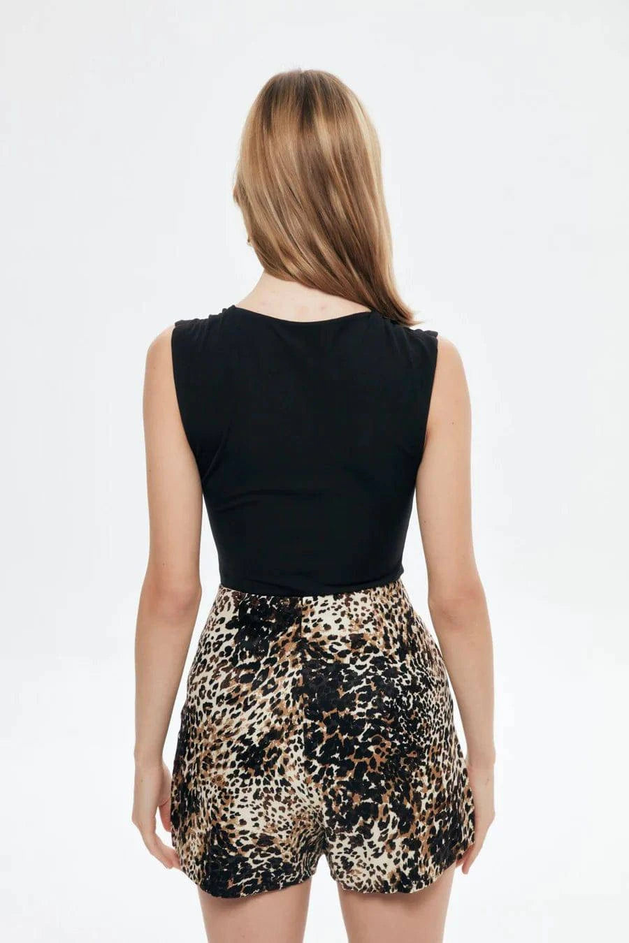 Square Neck Thick Straps Bodysuit - Black - LussoCA