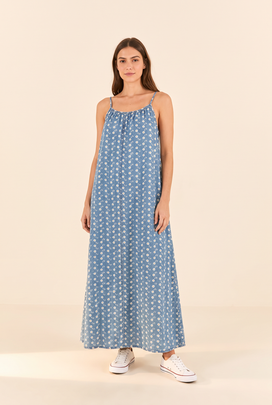 Denim Dress styled on model – women's dress by Lusso