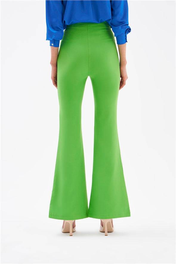 Flared High Waist 4- Button Pants - Green - LussoCA