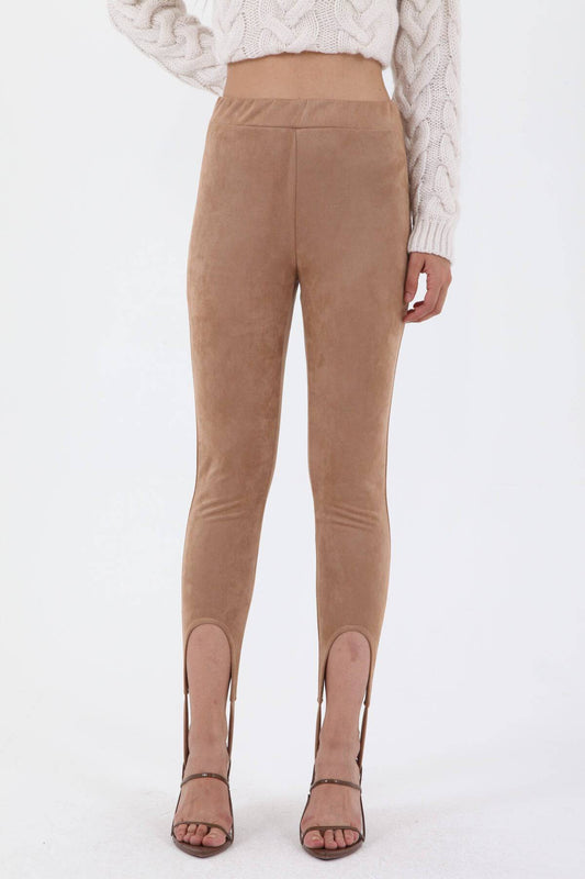 Strap Suede Leggings - Oat Milk - LussoCA
