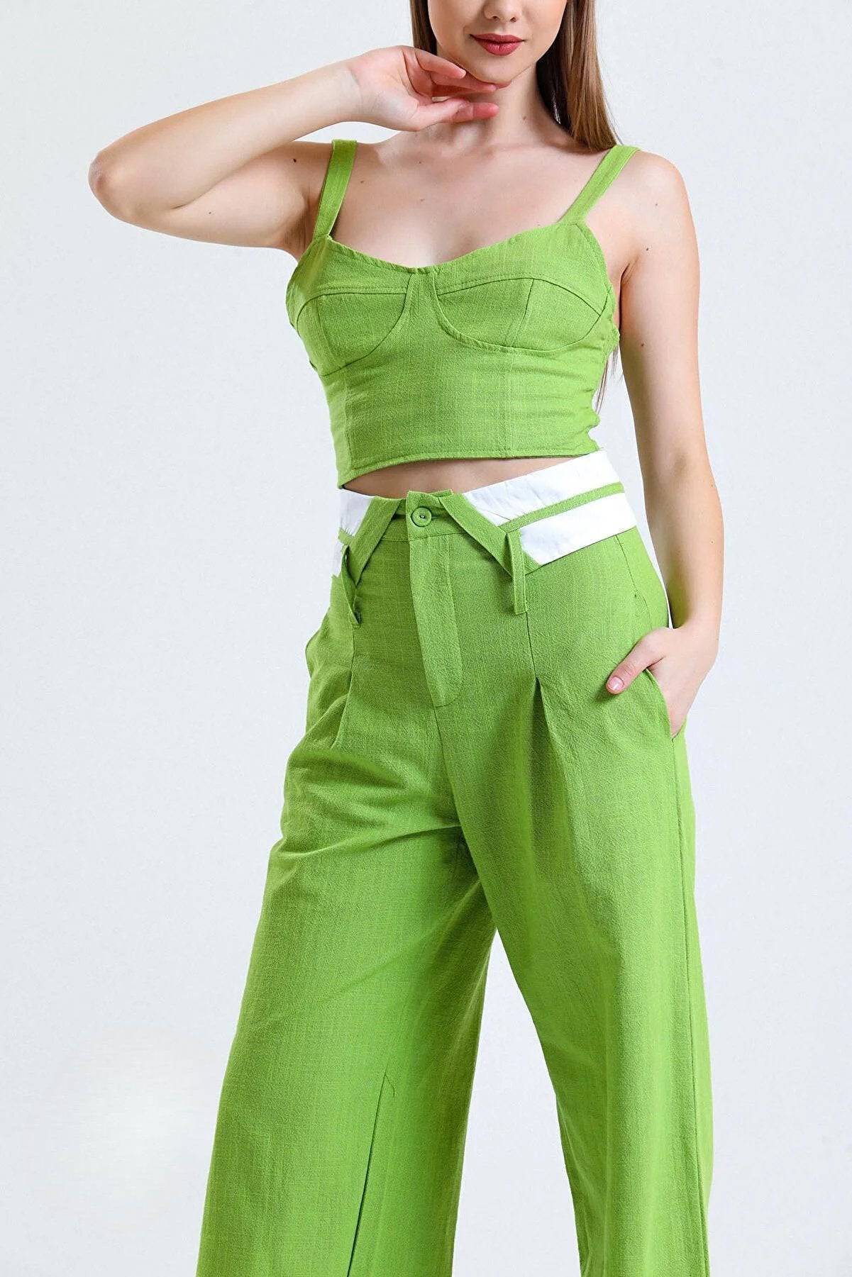 100% Organic Fabric Crop Top - Green - LussoCA