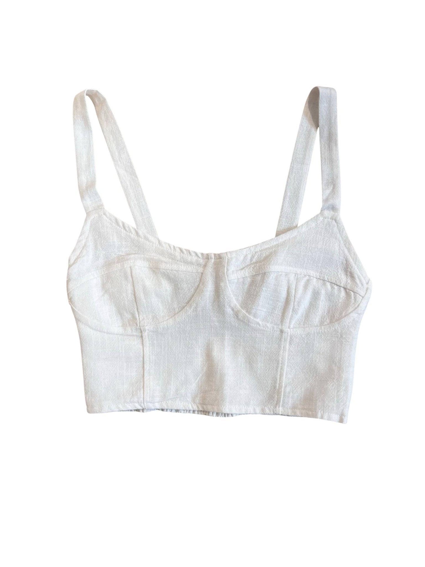 100% Organic Fabric Crop Top - White - LussoCA