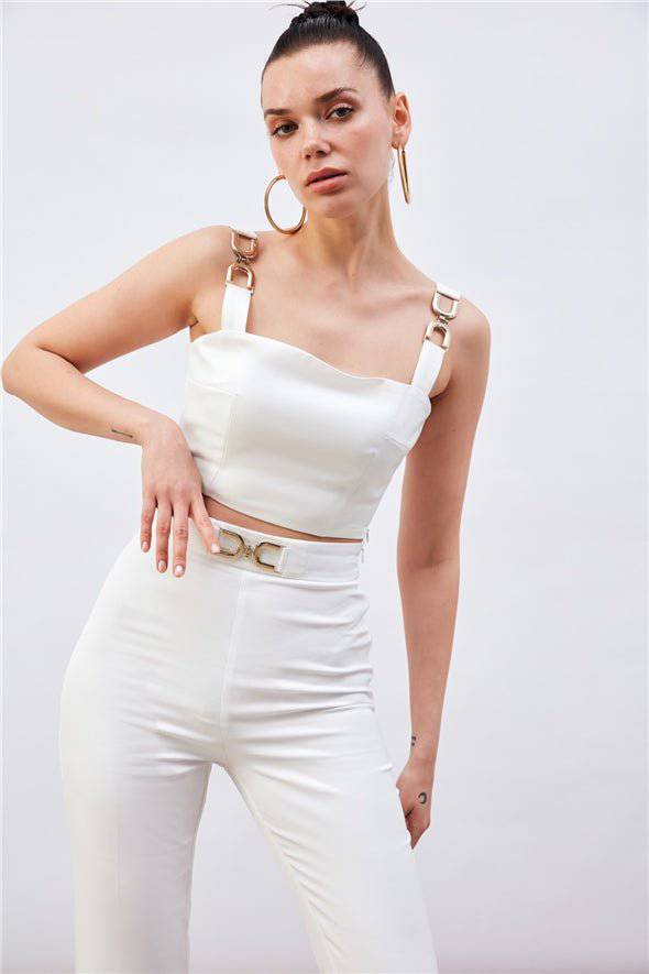 Accessory Detailed Pants - White - LussoCA