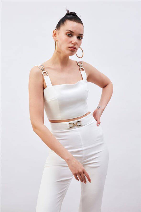 Accessory Detailed Pants - White - LussoCA