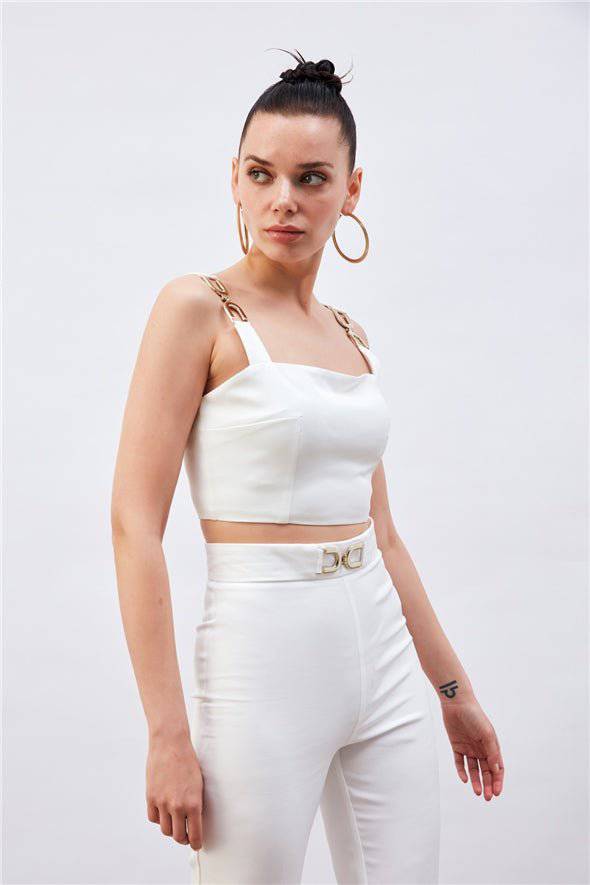 Accessory Detailed Pants - White - LussoCA