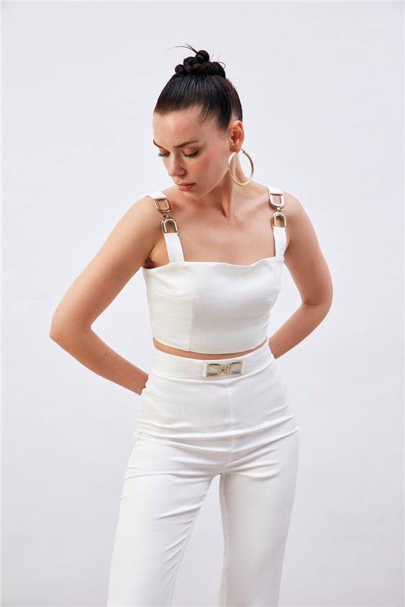 Accessory Detailed Pants - White - LussoCA