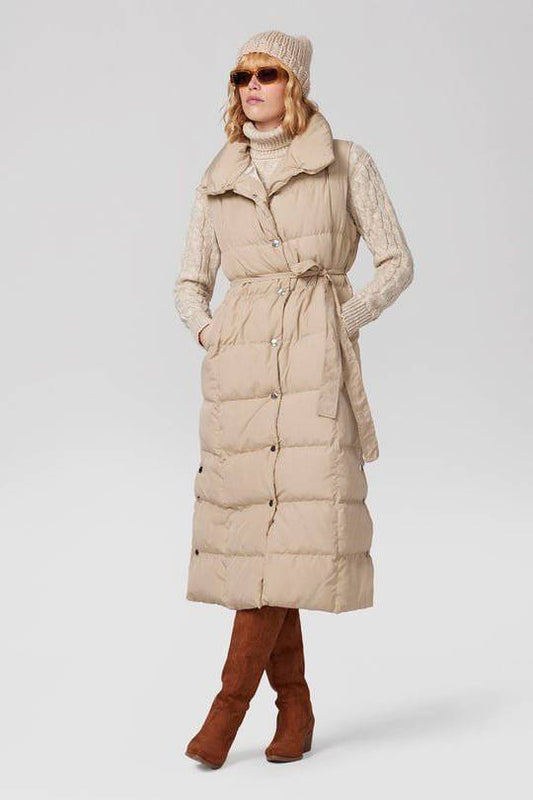 Ankle-Length Puffer Vest - Beige - LussoCA