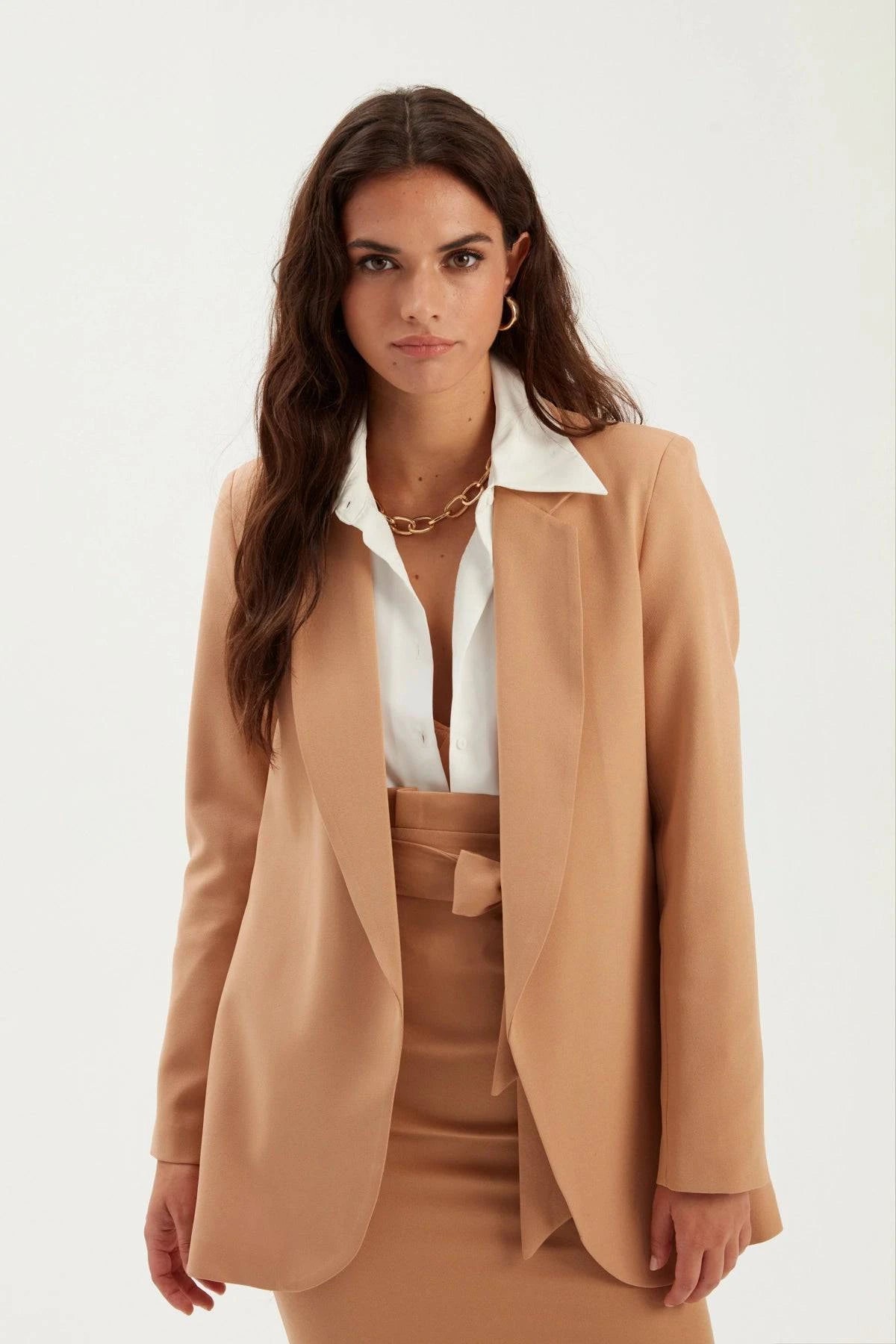 Classic collar slim fit jacket - CAMEL - LussoCA