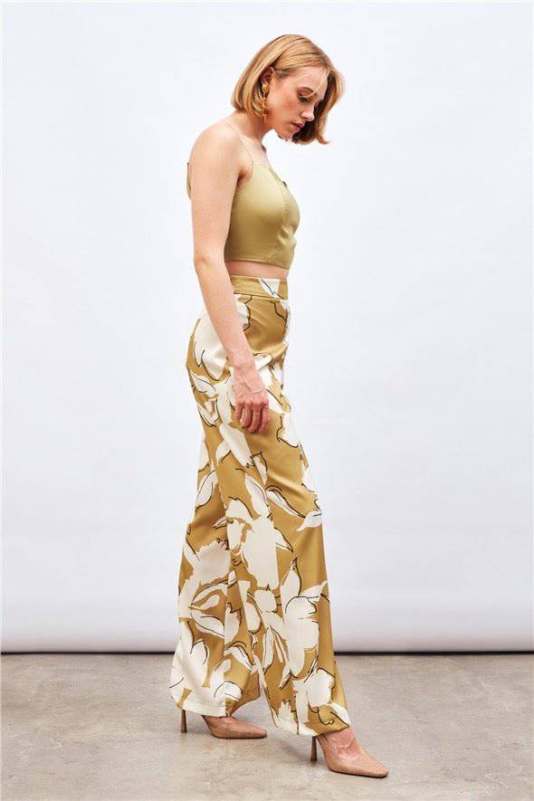 Satin Crop Top  with String Straps - Olive - LussoCA