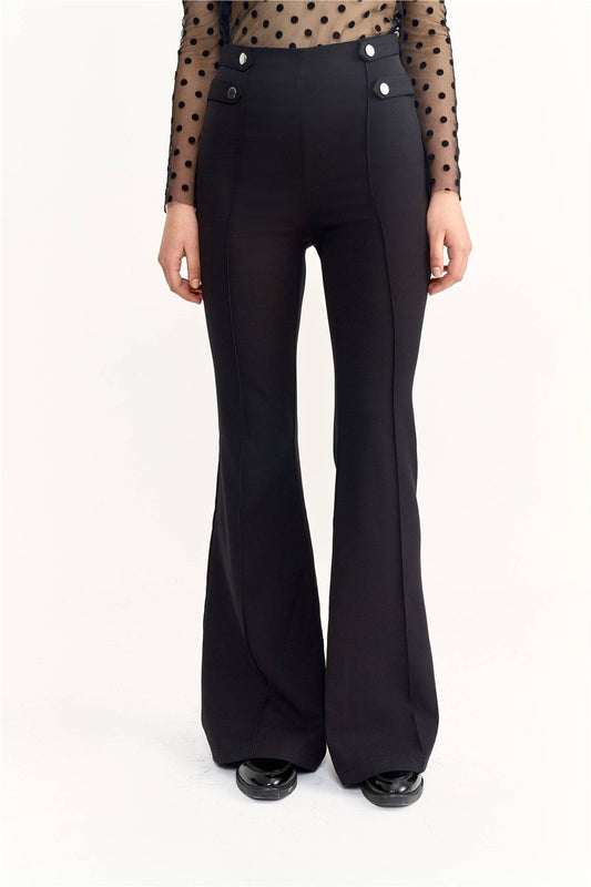 High waisted flared trousers - BLACK - LussoCA