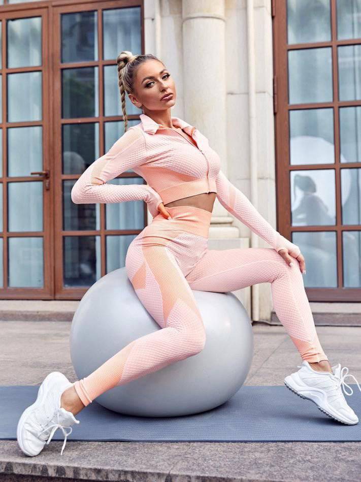 Honeycomb Leggings-Salmon - LussoCA