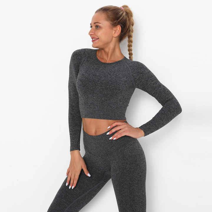 Seamless Yoga Crop Top -Charcoal - LussoCA