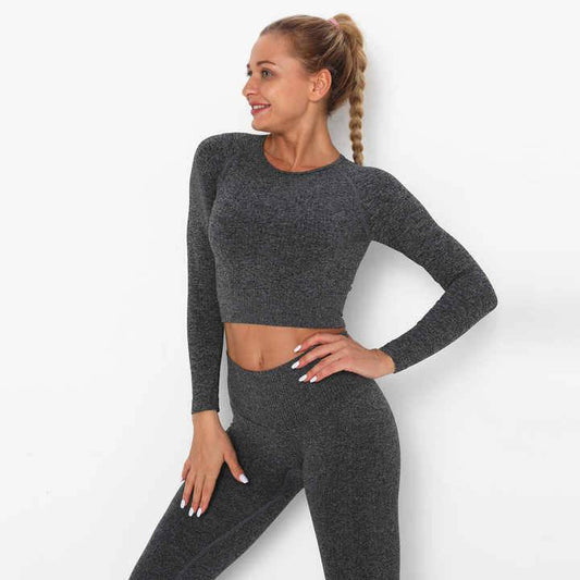 Seamless Yoga Crop Top -Charcoal - LussoCA