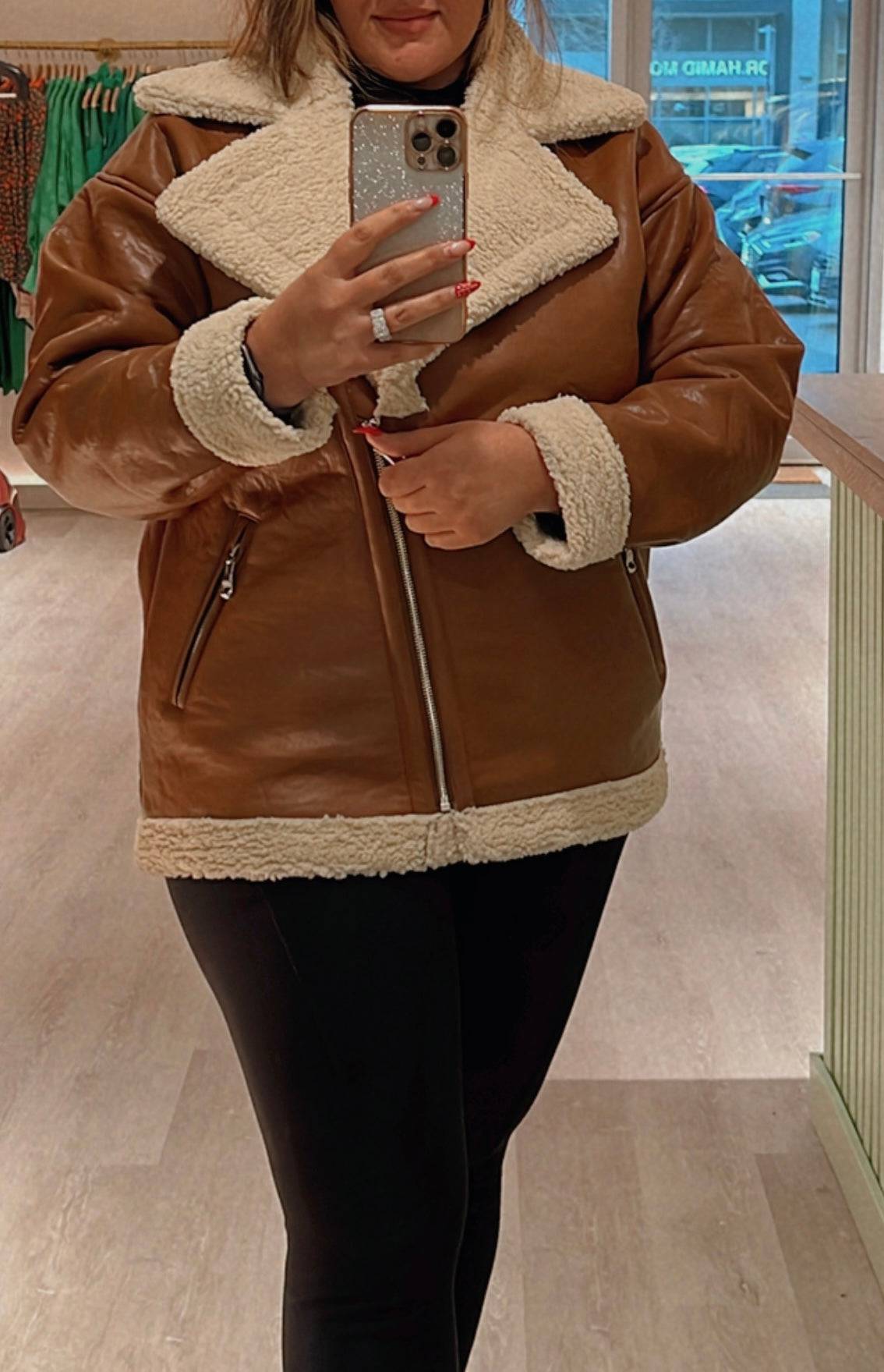 Fleece Lined Leather Milla Jacket - LussoCA