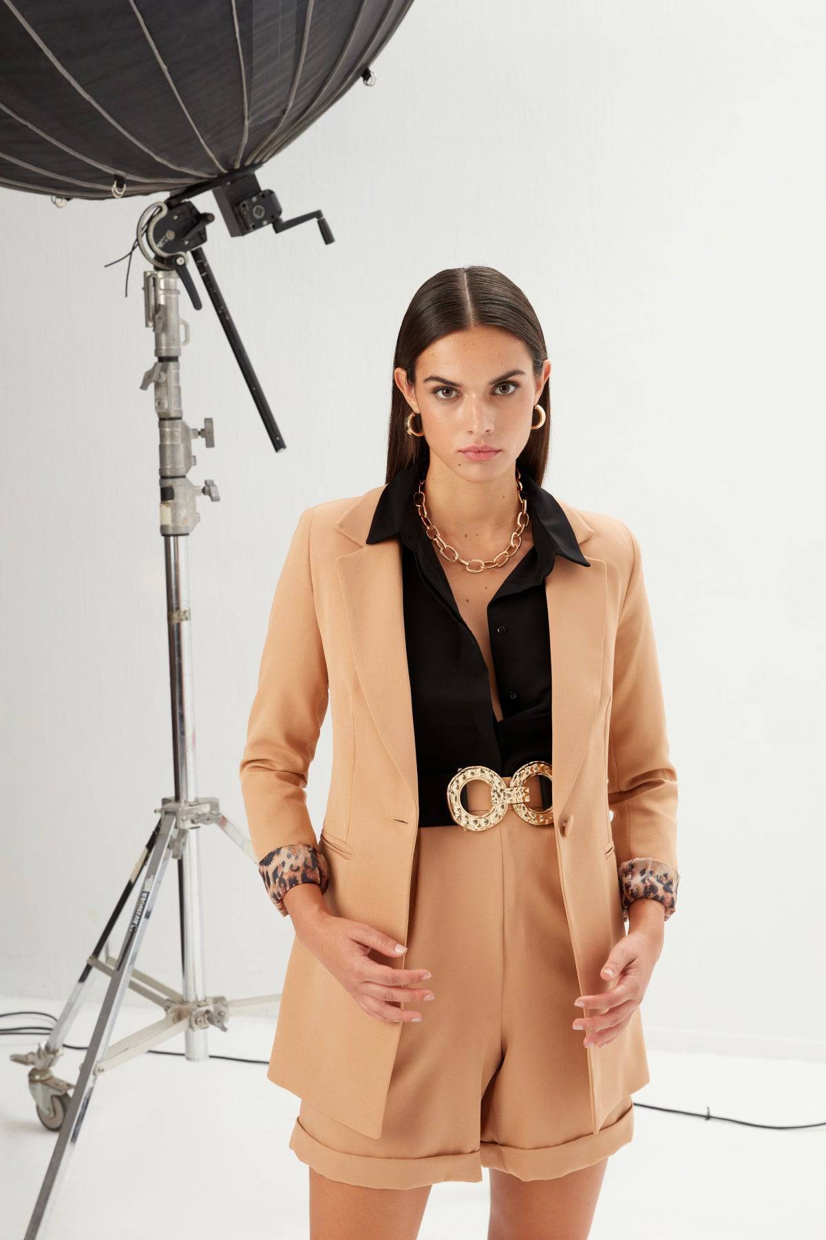 Layered Loose Shorts - CAMEL - LussoCA