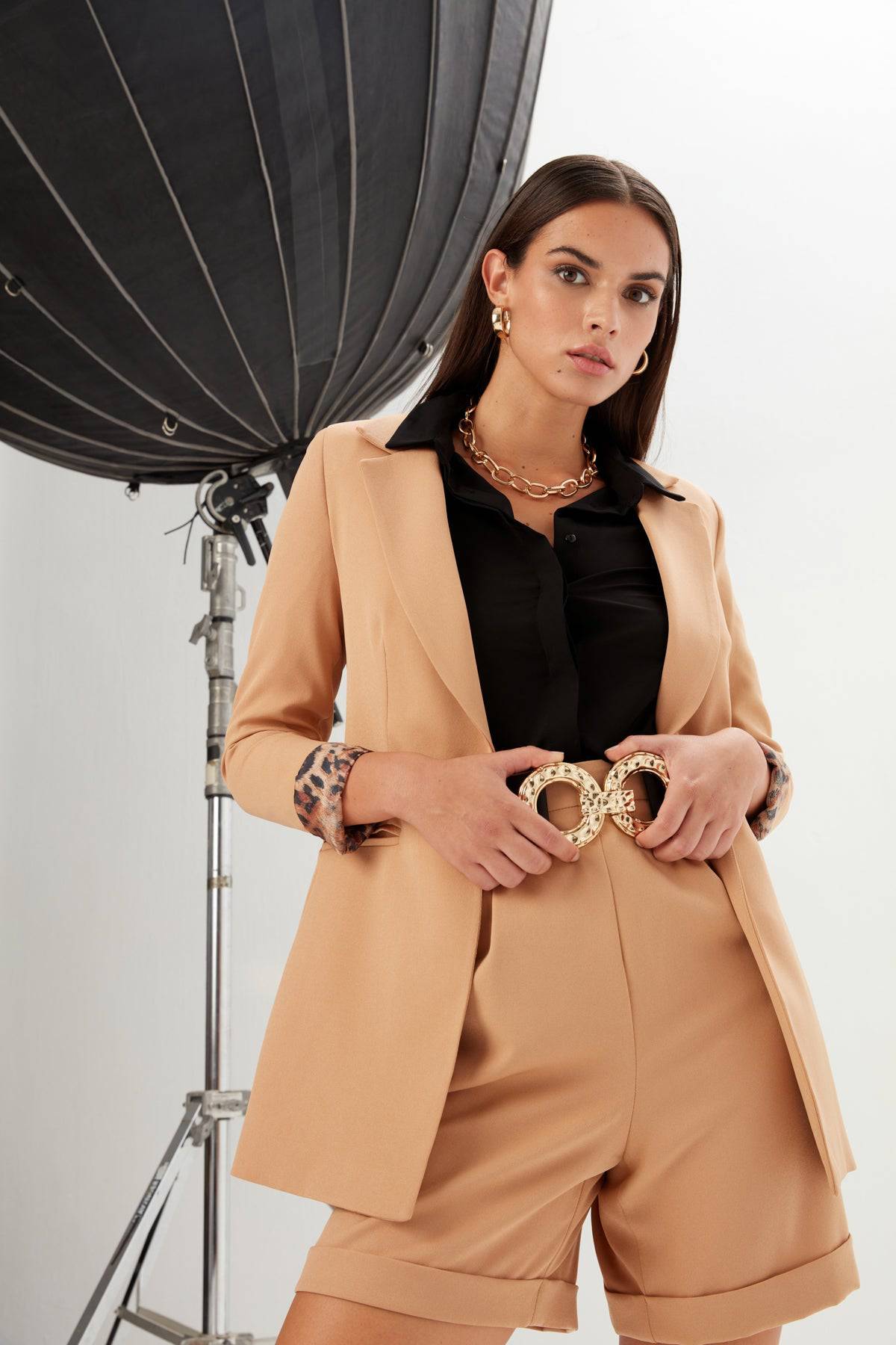 Layered Loose Shorts - CAMEL - LussoCA