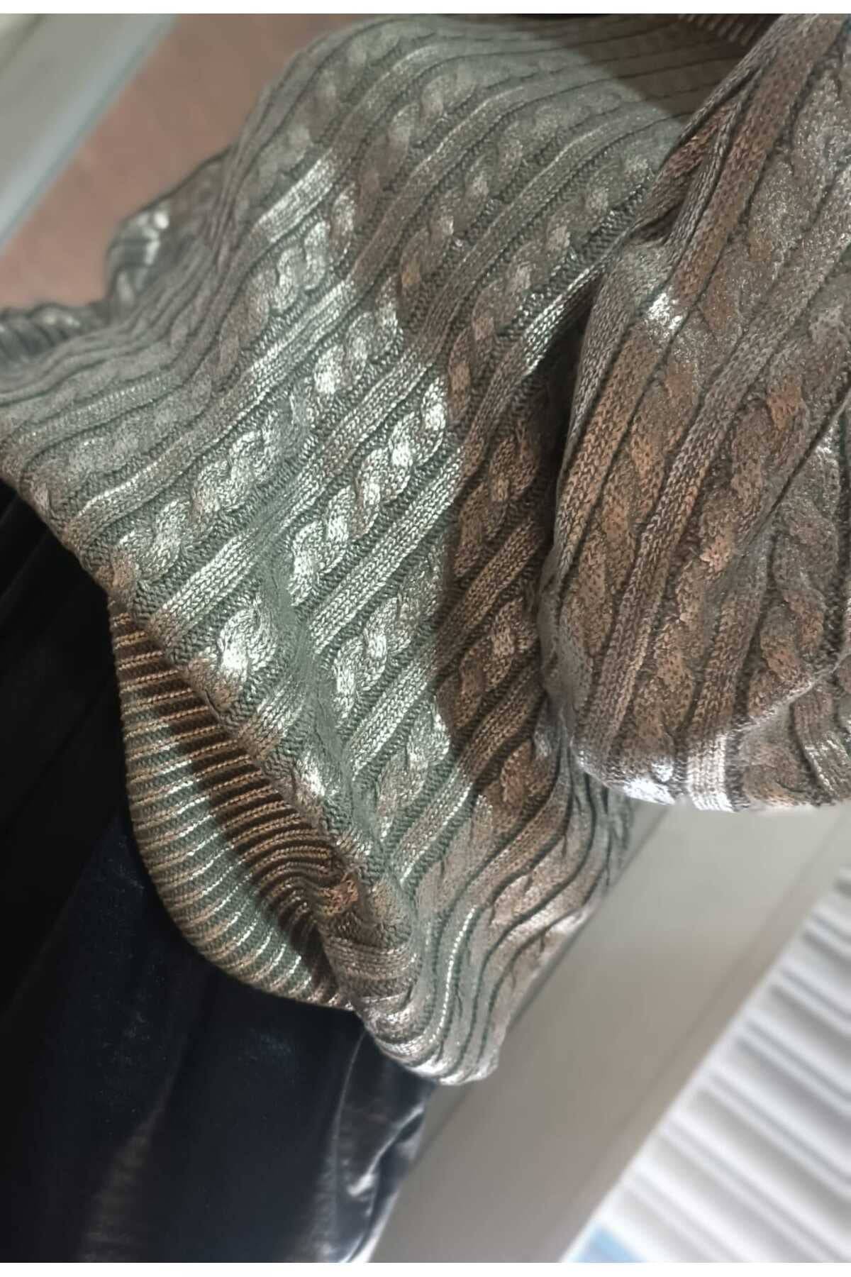 Leaf Braided Gray Sweater - Silver - LussoCA