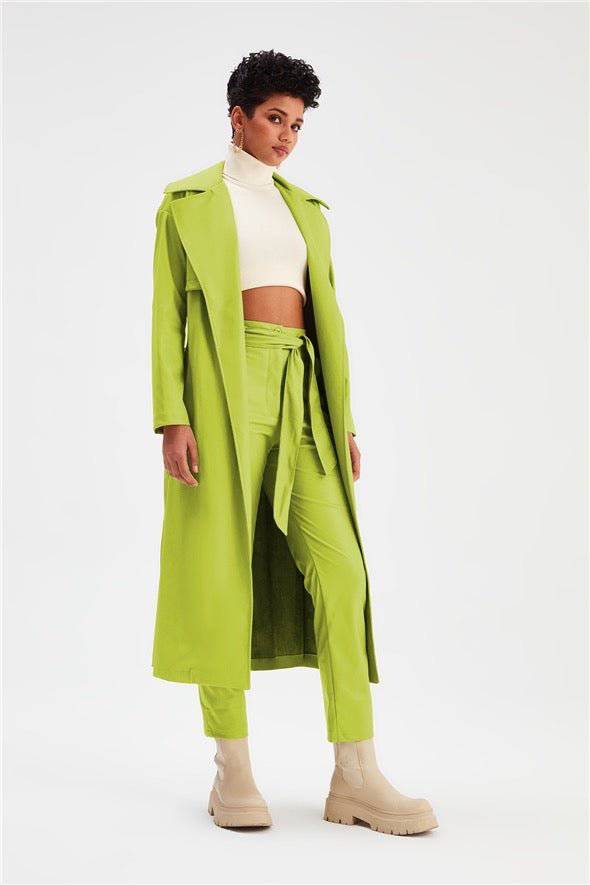 Leather pants with Belt - Lime - LussoCA