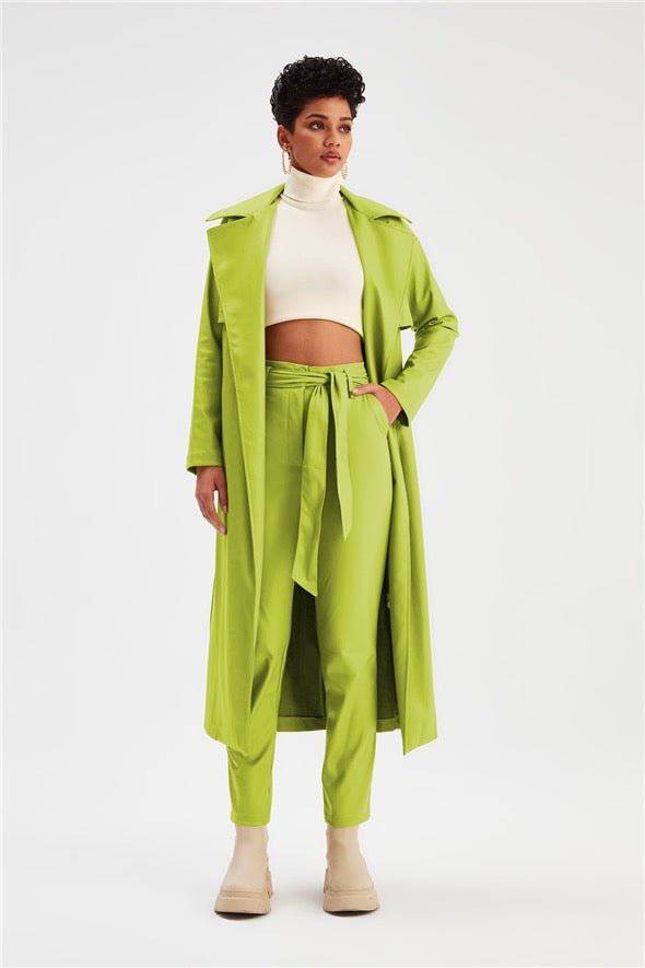 Leather pants with Belt - Lime - LussoCA