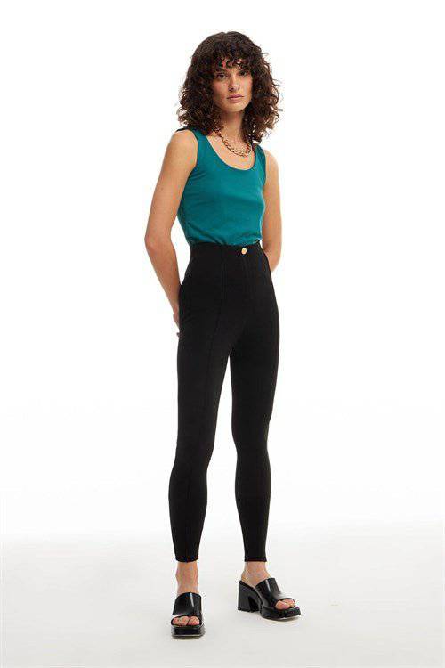 One Button Leggings - Black - LussoCA