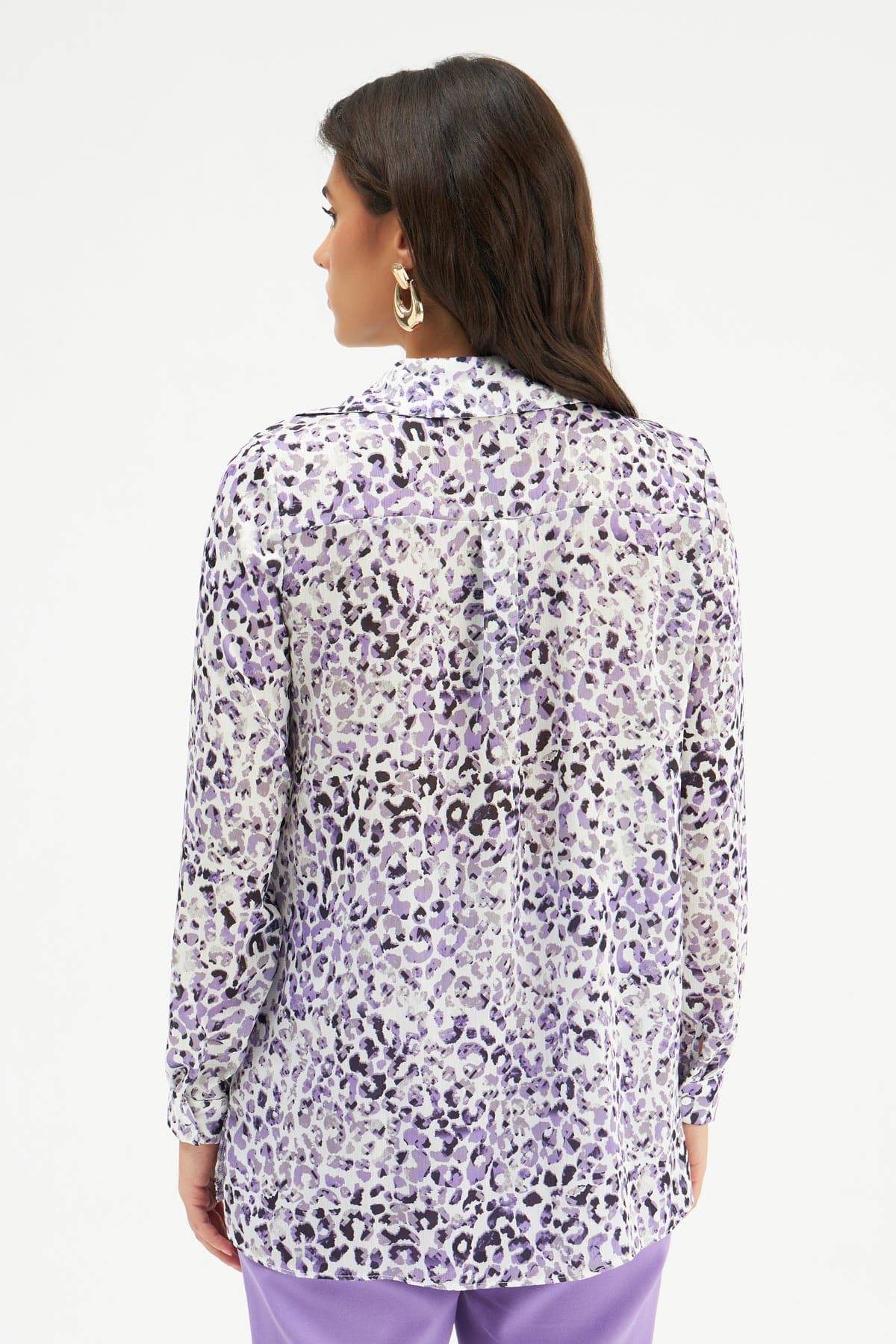 Leopard Patterned Plain Shirt - Lilac - LussoCA