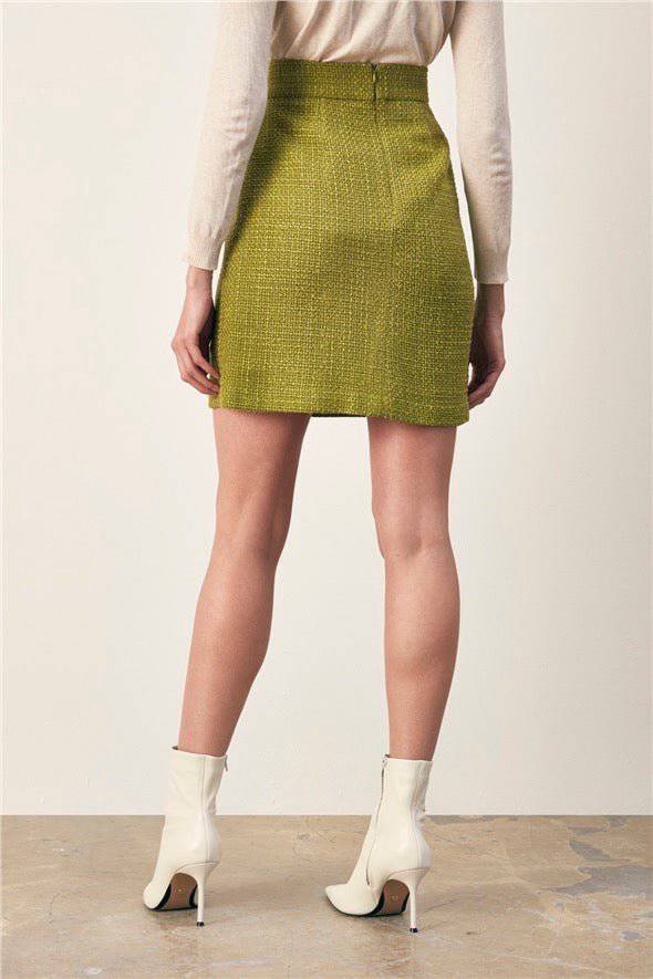 Mini Tweed Skirt - Lime - LussoCA