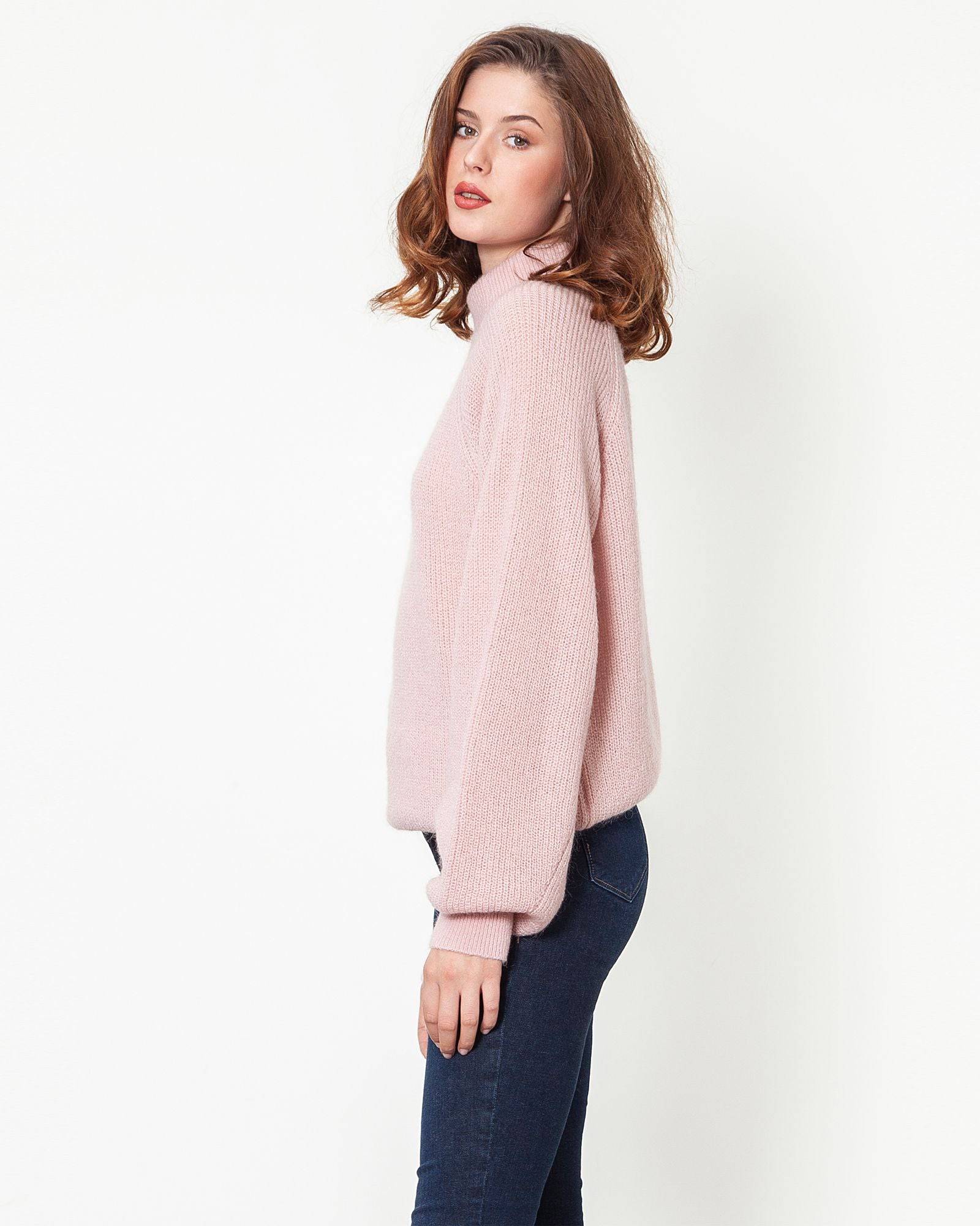 Mock Turtleneck Loose Sweater - Fuchsia - LussoCA