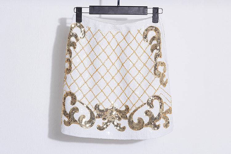 Sequins mini straight skirt