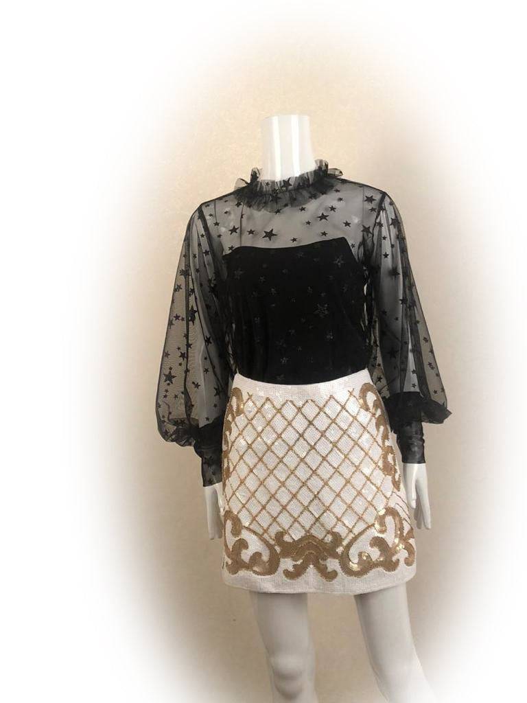 Sequins mini straight skirt
