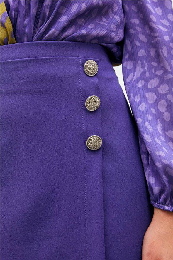 Wrap Button Detailed Skirt - Purple - LussoCA