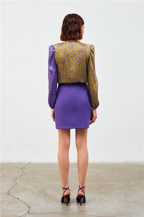 Wrap Button Detailed Skirt - Purple - LussoCA