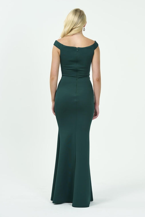 Evening Gown Off-Shoulder with Bow Dresses with Slit - Green