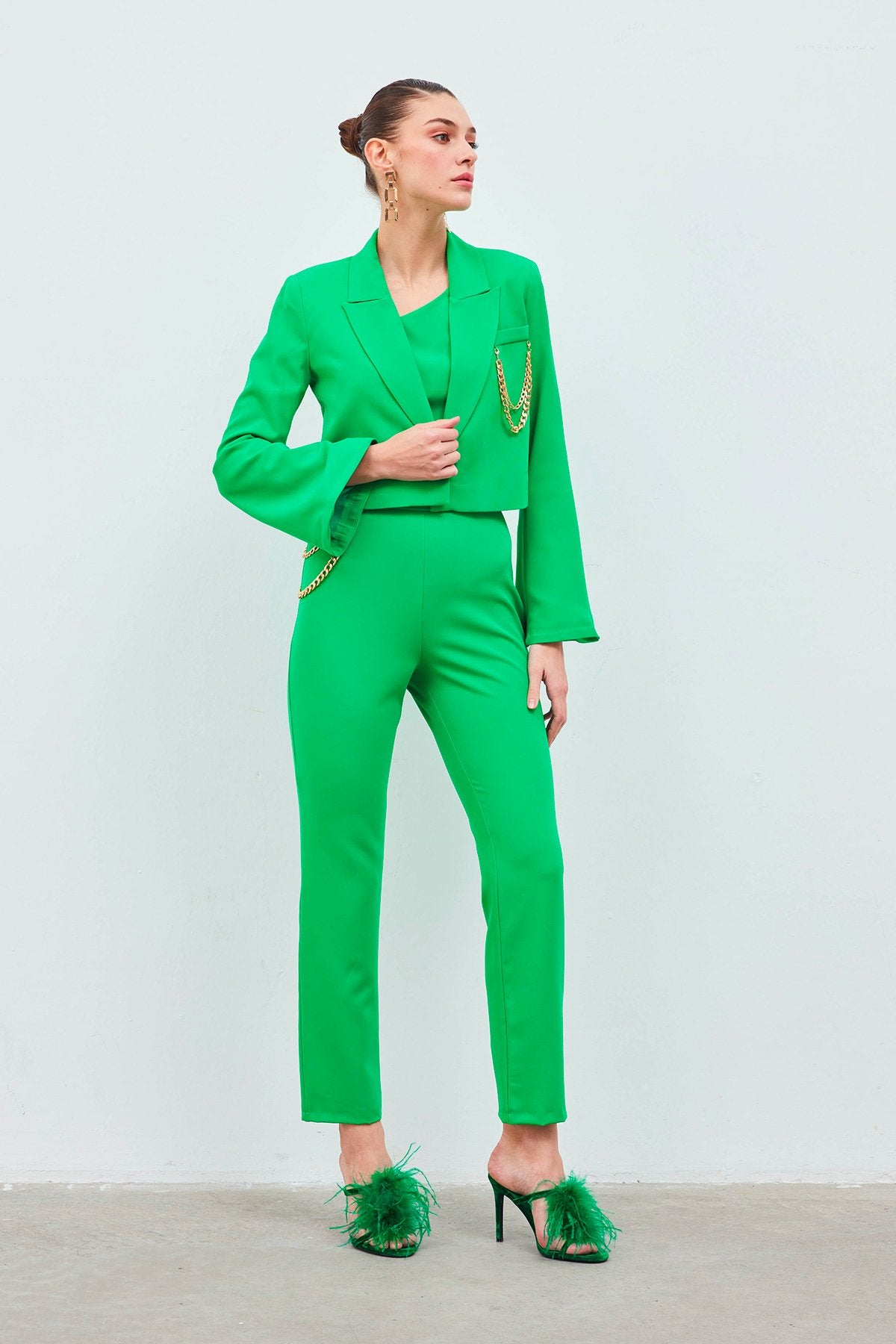 Chain Accessory Trousers - GREEN - LussoCA