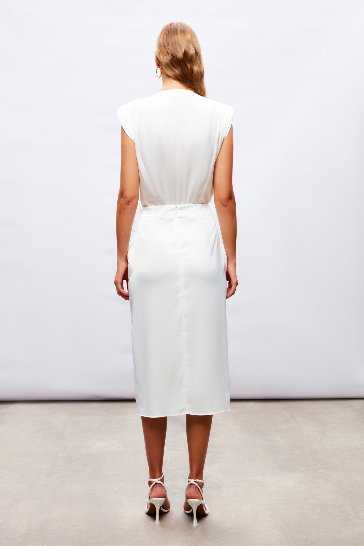 Tied Satin Skirt - White - LussoCA