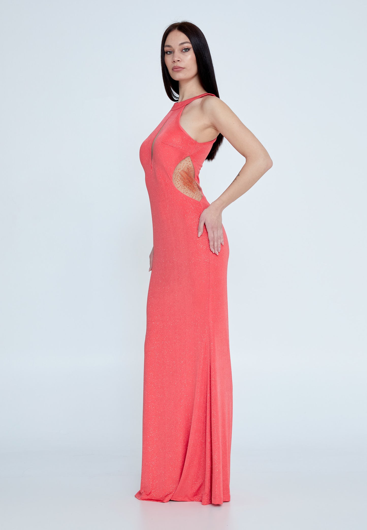 Stretchy long dress in coral - LussoCA