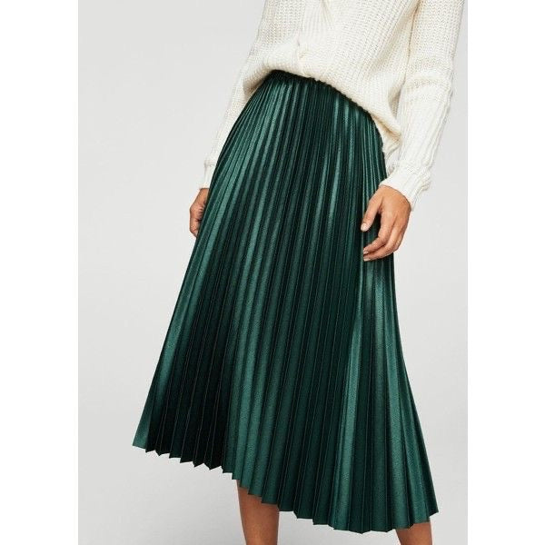 Trendy Shiny Satin Pleated Skirt