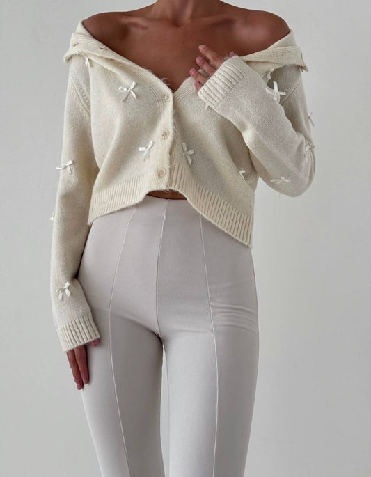 Mini Bow Cardigan - Off White