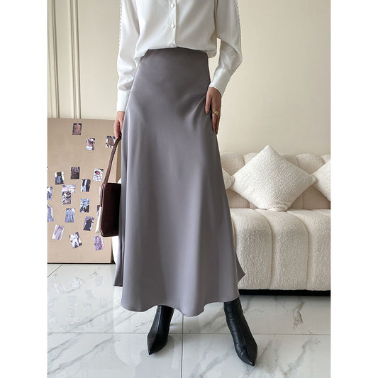 High Fashion Trendy Satin Flare Skirt