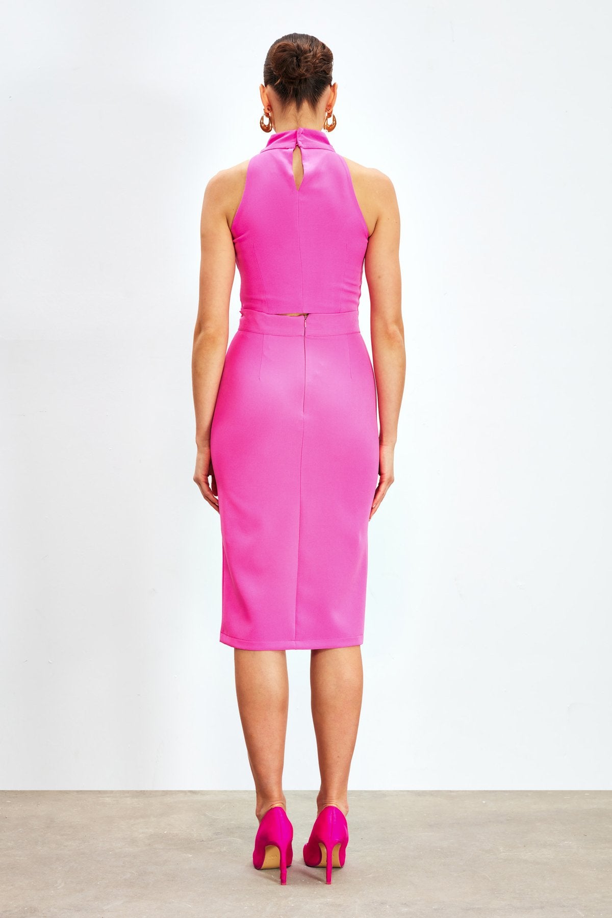 Front Chain Detailed Skirt - Fuchsia - LussoCA