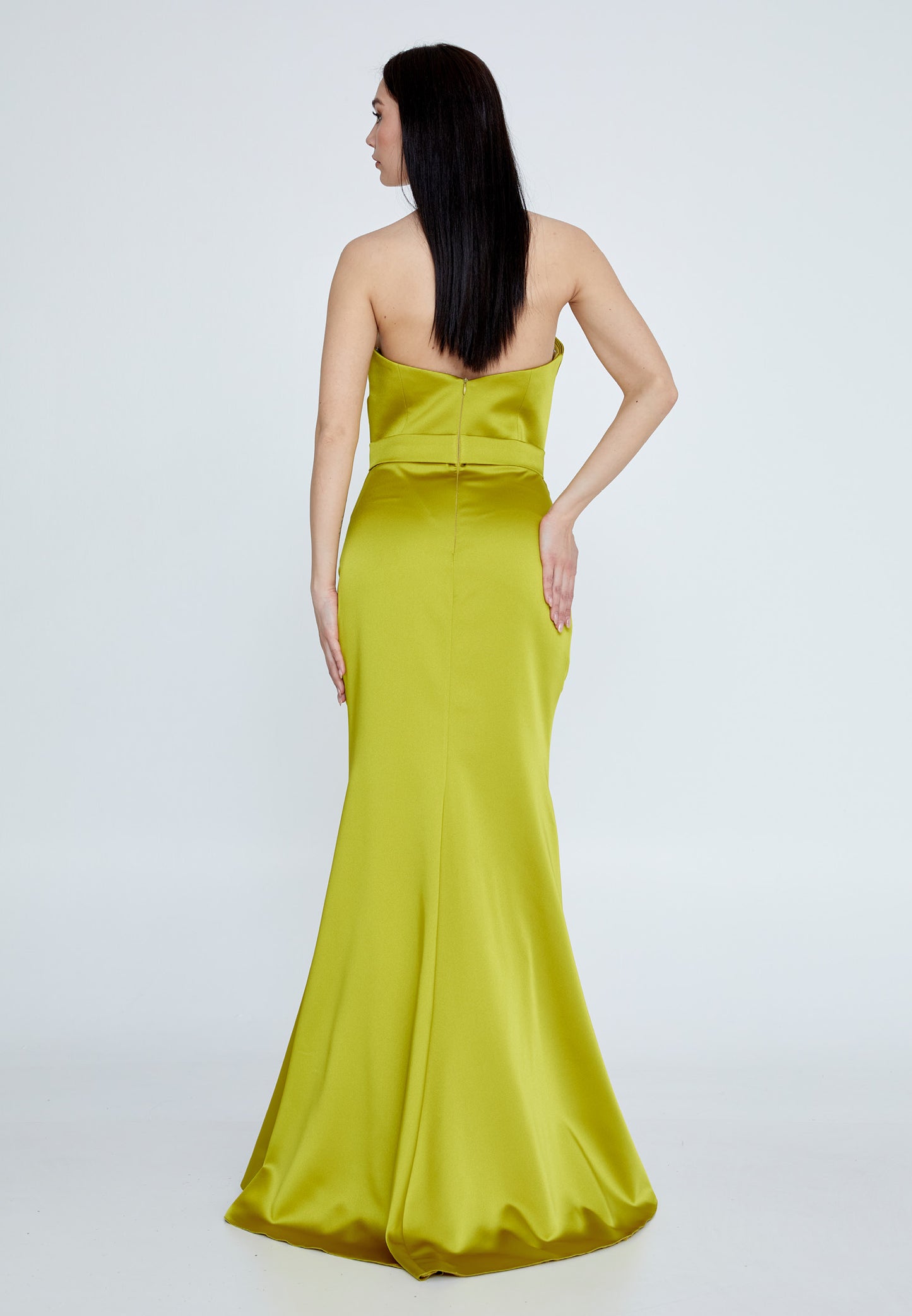 Lime Satin long dress without slit - LussoCA