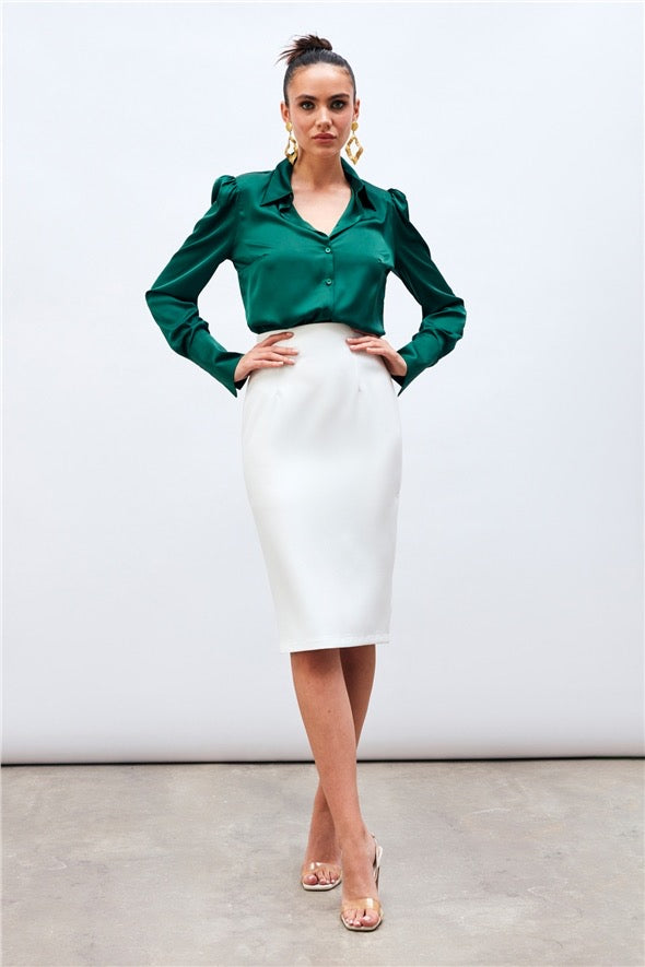 Pencil Midi Skirt - Bone - LussoCA