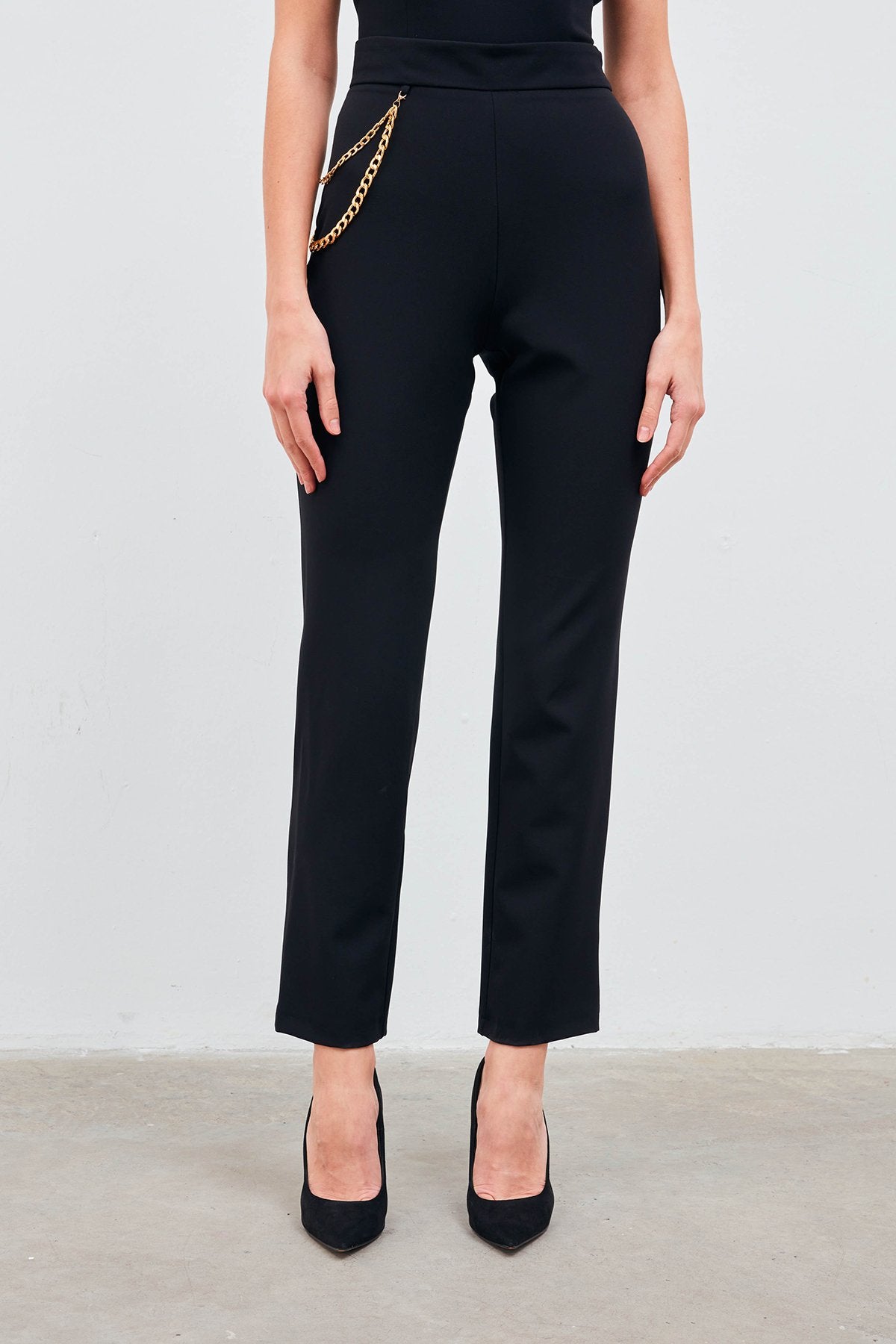 Chain Accessory Trousers - Black - LussoCA